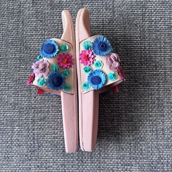 Kate Spade Skye Floral Leather Pool Slide Sandals Size 8.5 - Picture 5 of 10